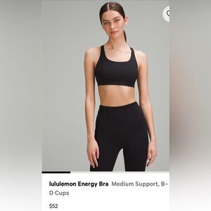 Lululemon Energy Bra Medium Support B-D cups